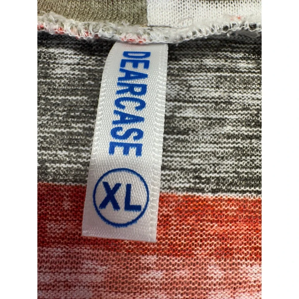 Dearcase Striped Cardigan Womens XL Multi Color Open Front Waterfall Knit Flowy